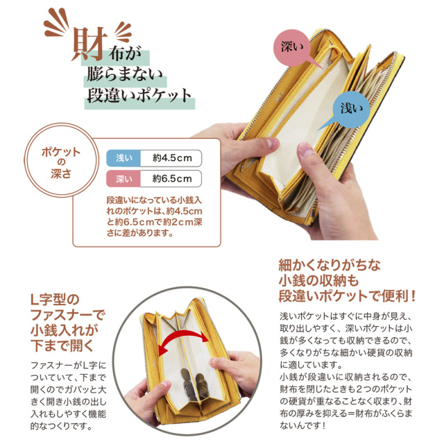 ヘレナ】ハニーセル長財布(L字ラウンドファスナー)□フォルトゥナ