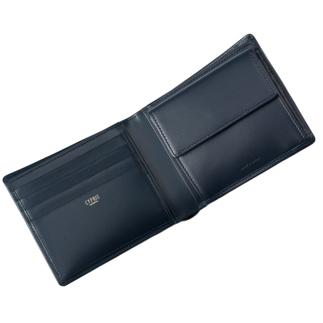 CYPRIS 二つ折り財布　未使用品　ネイビー　5810 キプリス】二つ折り財布(小銭入れ付き札入)□ボックスカーフ