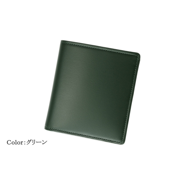 未使用◇CYPRIS◇キプリス◇レーニアカーフ 折財布◇グリーン◇定価2.5万 キプリス】コンパクト札入□ボックスカーフ