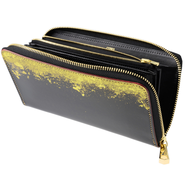 【キプリス】長財布(ラウンドファスナー)■漆×金箔 