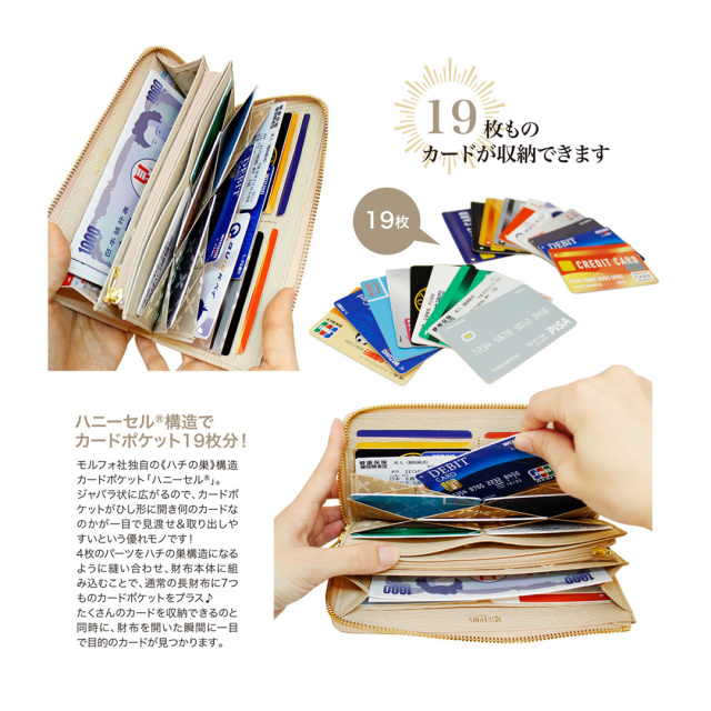 キプリス】ハニーセル長財布(L字ラウンドファスナー束入)□リサッカ