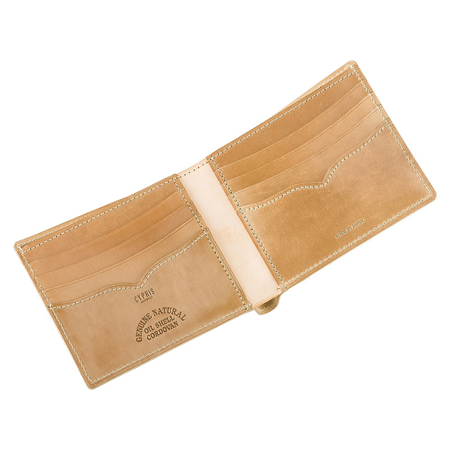 キプリス】二つ折り財布(カード札入)□ナチュラルコードバン