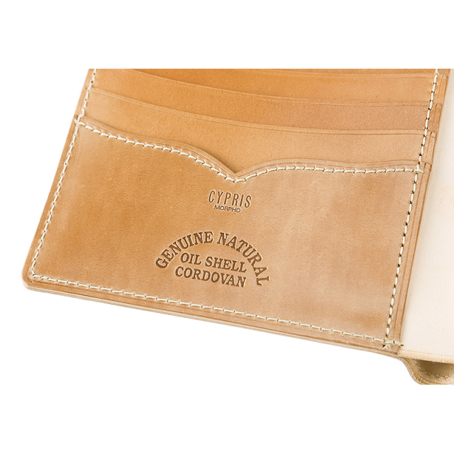 キプリス】二つ折り財布(カード札入)□ナチュラルコードバン