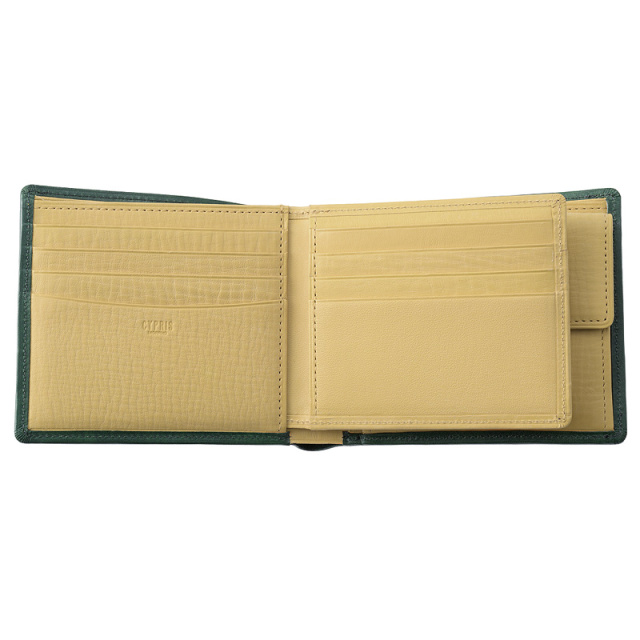 【キプリス】二つ折り財布(ベロ・小銭入れ付き札入)■シラサギレザー