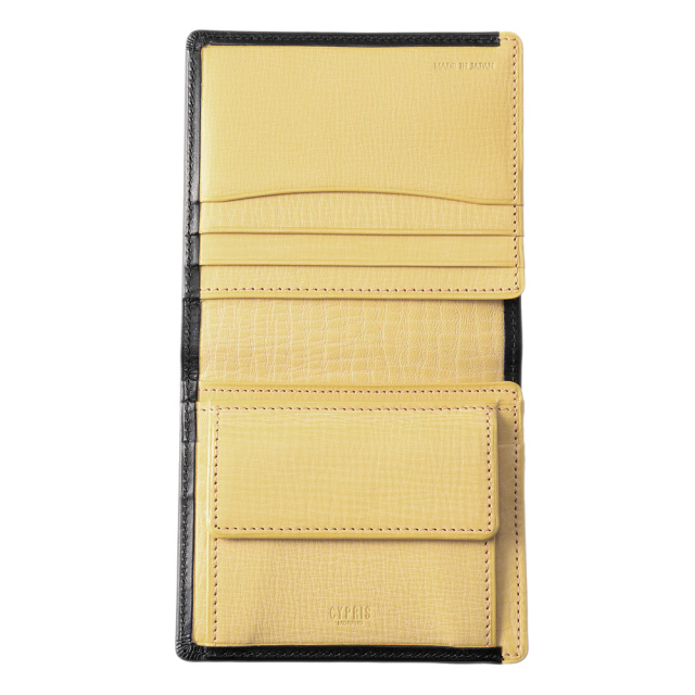 キプリス】コンパクト札入□シラサギレザー