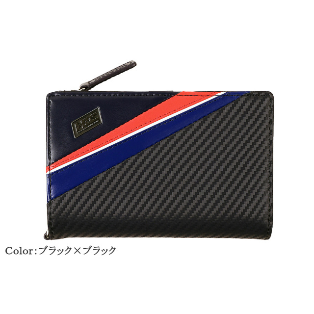 ノイインテレッセ ハイブリッドレザー 二つ折り財布　ブラック ノイインテレッセ】二つ折り財布(縦型L字ラウンドファスナー