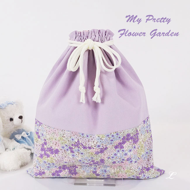 入園入学グッズオーダー手作り幼稚園保育園用の女の子用巾着袋L