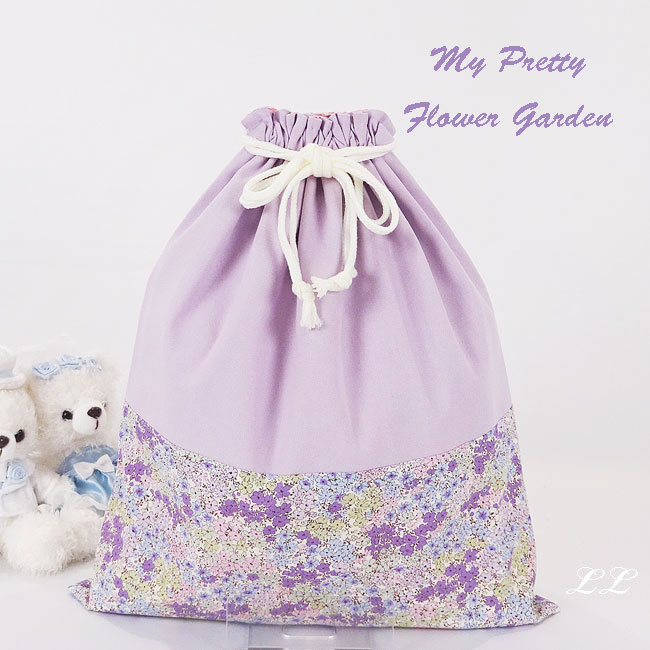 入園入学グッズオーダー手作り幼稚園保育園用の女の子用巾着袋LL