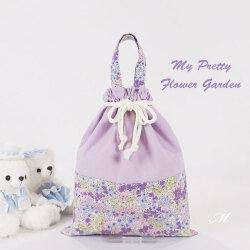 入園入学グッズオーダー手作り幼稚園保育園用の女の子用巾着袋M持ち手付き