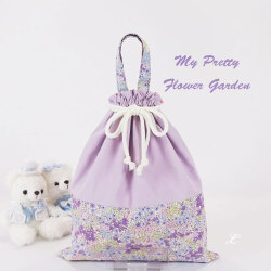 入園入学グッズオーダー手作り幼稚園保育園用の女の子用巾着袋L持ち手付き