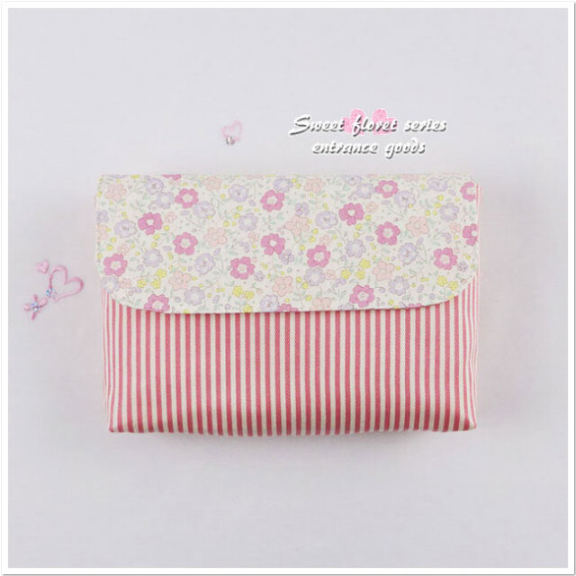 女の子 - お弁当袋 横入れ 封筒型 【 小花 ピンク リバティ風 】 入園  