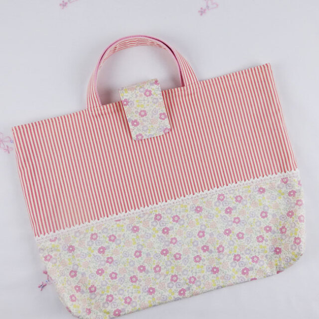 女の子 - 入園入学グッズ レッスンバッグ 【 小花 ピンク