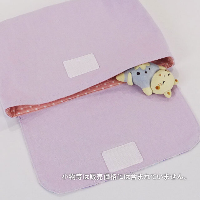 New お弁当袋 | マジックテープ 横入れ 封筒型 (小花柄 パープル) 入園