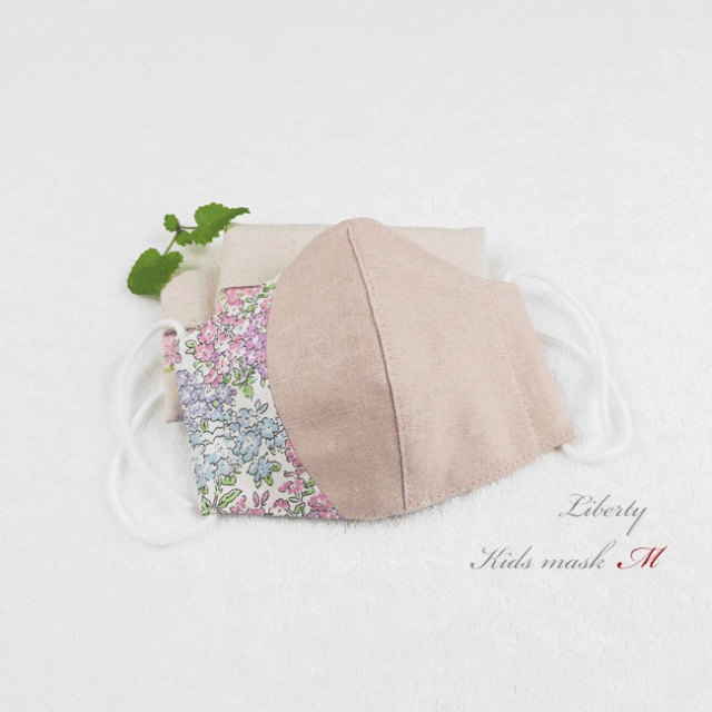 子供用 立体マスク 親子ペア リバティ Mサイズ 小学生用 女の子 トム ピンク リネン 手作りハンドメイドセット通販のんちゃん