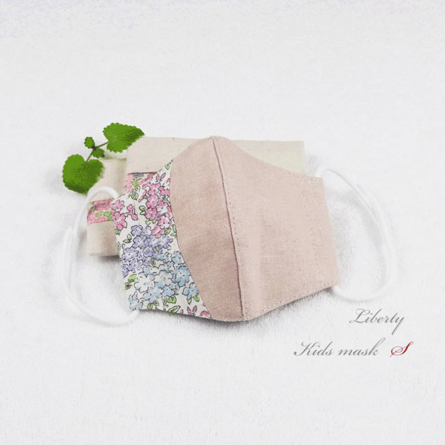 マスク Sサイズ 親子ペア リバティ 幼児用 子供用 幼稚園 保育園 女の子 トム ピンク リネン 手作りハンドメイドセット通販のんちゃん