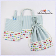 キルティング 3点セット【 レッスンバッグ・上履き入れ・巾着袋】 入園入学グッズ 幼稚園 保育園  |  男の子 くるま・働く車