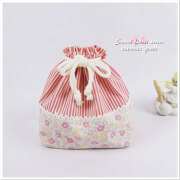 New 入園入学グッズ 【 お弁当袋 巾着袋 】 小花 ピンク リバティ風 女の子用 くすみカラー