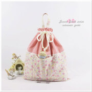 New 外ポケット付き お着替え袋・体操服入れ | 保育園 幼稚園 入園グッズ 巾着袋 小花 ピンク リバティ風 女の子用