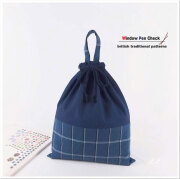 New 入園入学グッズ 巾着袋 大きめ 大 【ＬＬ】 持ち手付き ポケット付き 40×35 お着替え袋 体操服入れ チェック 男の子 女の子用
