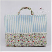 New レッスンバッグ 大きめ | 入園入学グッズ 手提げ 通園バッグ リバーシブル 女の子用 リバティ風 小花 ブルー