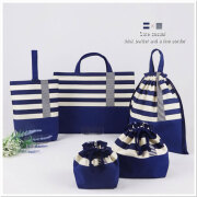 【2日以内発送】 入園入学グッズ 5点セット - 保育園 幼稚園 レッスンバッグセット ボーダー柄【コン】男女兼用