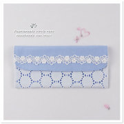 保育園 幼稚園 入園グッズ 【 カトラリーケース 封筒型 】 サークル レース 刺繍 ブルー 女の子用