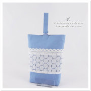 入園入学グッズ シューズバッグ（ 上履き入れ ）サークル レース 刺繍 ブルー 女の子用