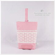 入園入学グッズ シューズバッグ（ 上履き入れ ）サークル レース 刺繍 ピンク 女の子