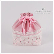 入園入学グッズ 【 お弁当袋 巾着袋 】サークル レース 刺繍 ピンク 女の子