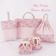 入園入学グッズオーダー手作り幼稚園保育園用の女の子レッスンバッグ5点セット