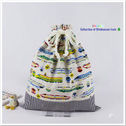 体操服袋 お着替え入れ【L】巾着袋 | 電車・新幹線・踏切柄 | 入園入学グッズ サイズオーダー可 | 男の子 幼稚園 保育園 小学校 通園通学準備