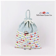 外ポケット付き くるま・働く車 お着替え袋 体操服入れ 入園入学準備グッズ