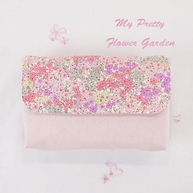 お弁当袋　横入れ 封筒型  小花柄 ピンク　入園入学準備グッズ 幼稚園 保育園 小学校用
