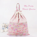 入園入学グッズ手作り幼稚園保育園用の女の子用巾着袋ポケット付き