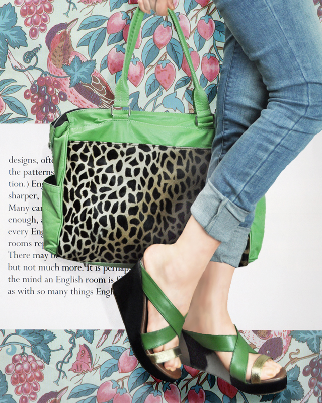 きりんとダルメシアン柄の牛毛＆ゴートレザーのお仕事バック【４色展開】