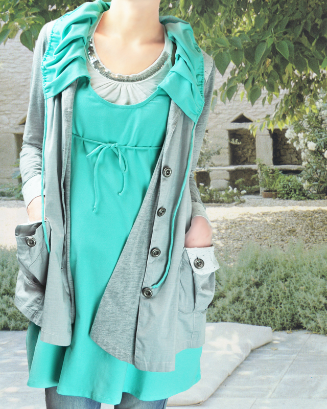 スーパーストレッチ8色☆襟付きAラインチュニック（両サイドポケット付き）