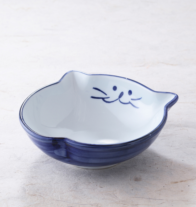 浅鉢　猫　食器　美濃焼　磁器　のらや