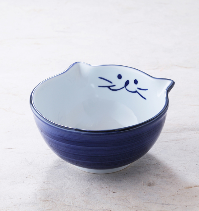 小丼　猫　食器　美濃焼　磁器　のらや