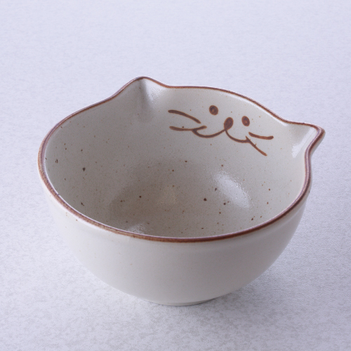 15.5cm 小ぶりで使いやすい猫耳どんぶり【小丼 アイボリー】のらやの猫