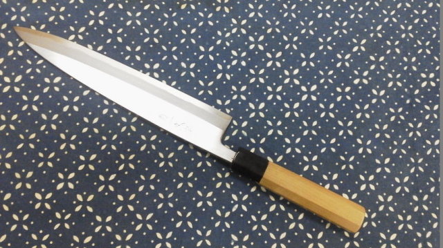 おろし出刃包丁八寸 カスミ研ぎ 安来鋼青紙 本職用 3枚おろしに