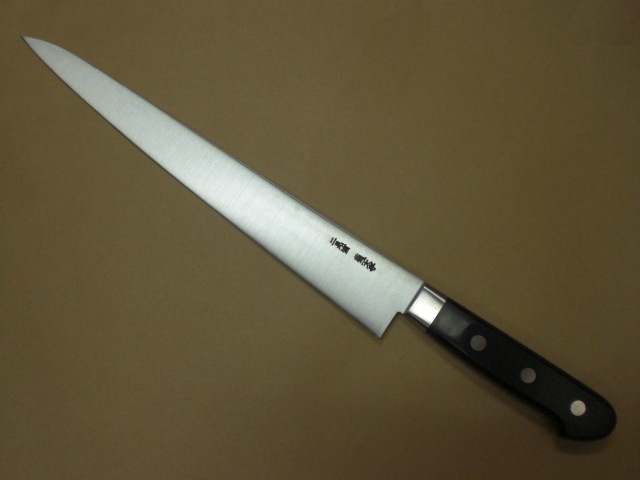 元兼 筋引き包丁 210mm 両刃 青紙1号 割込み 黒打ち仕上げ