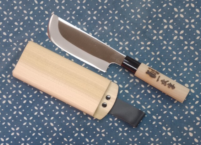 野菜収穫庖丁 木鞘付 ゴールドステンレス鋼割込 錆びにくいです 全長