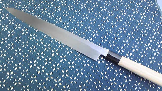 越後一鉄刃物梅若墨流し柳刃尺一