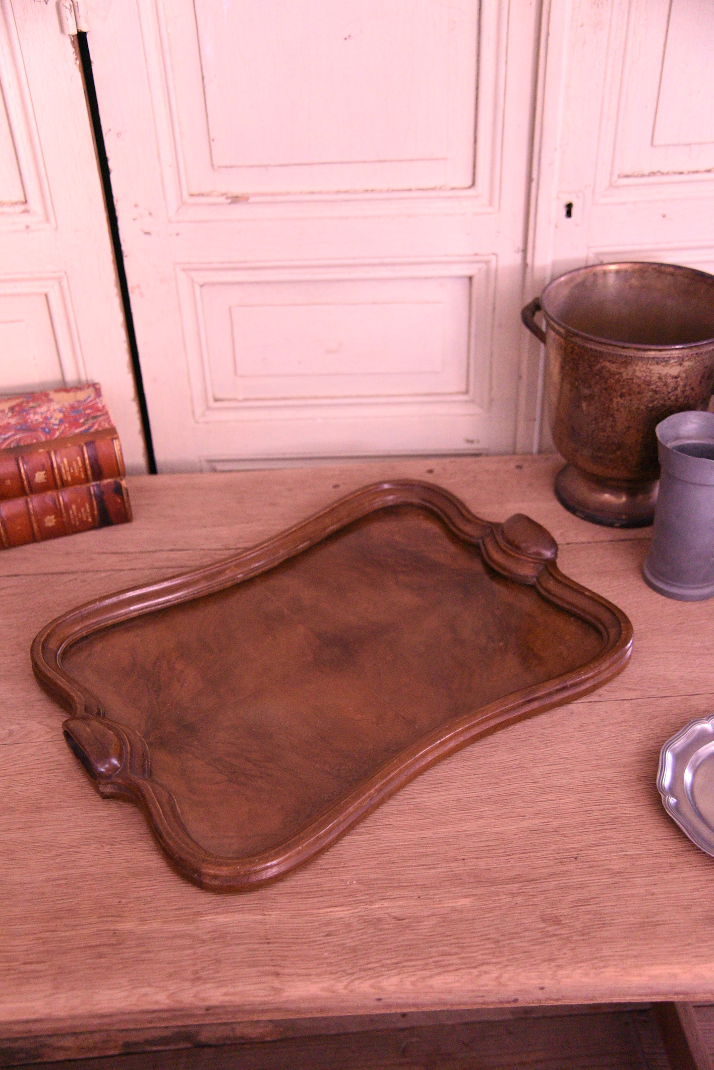 アンティーク　木製　トレイ　フレンチ　ティートレイ
