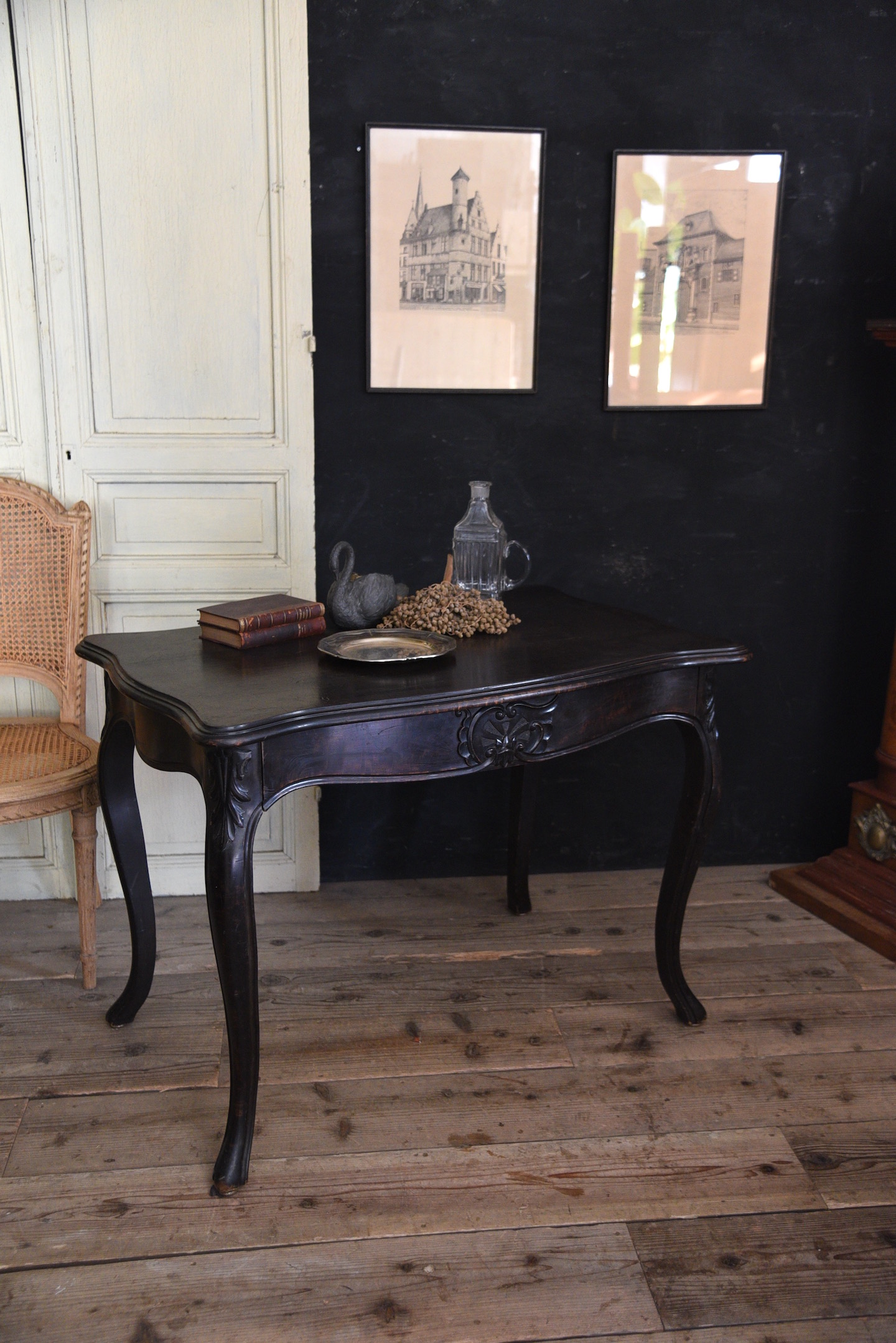 アンティーク　テーブル　猫脚　フレンチ　ダイニング　ドロワー　デスク