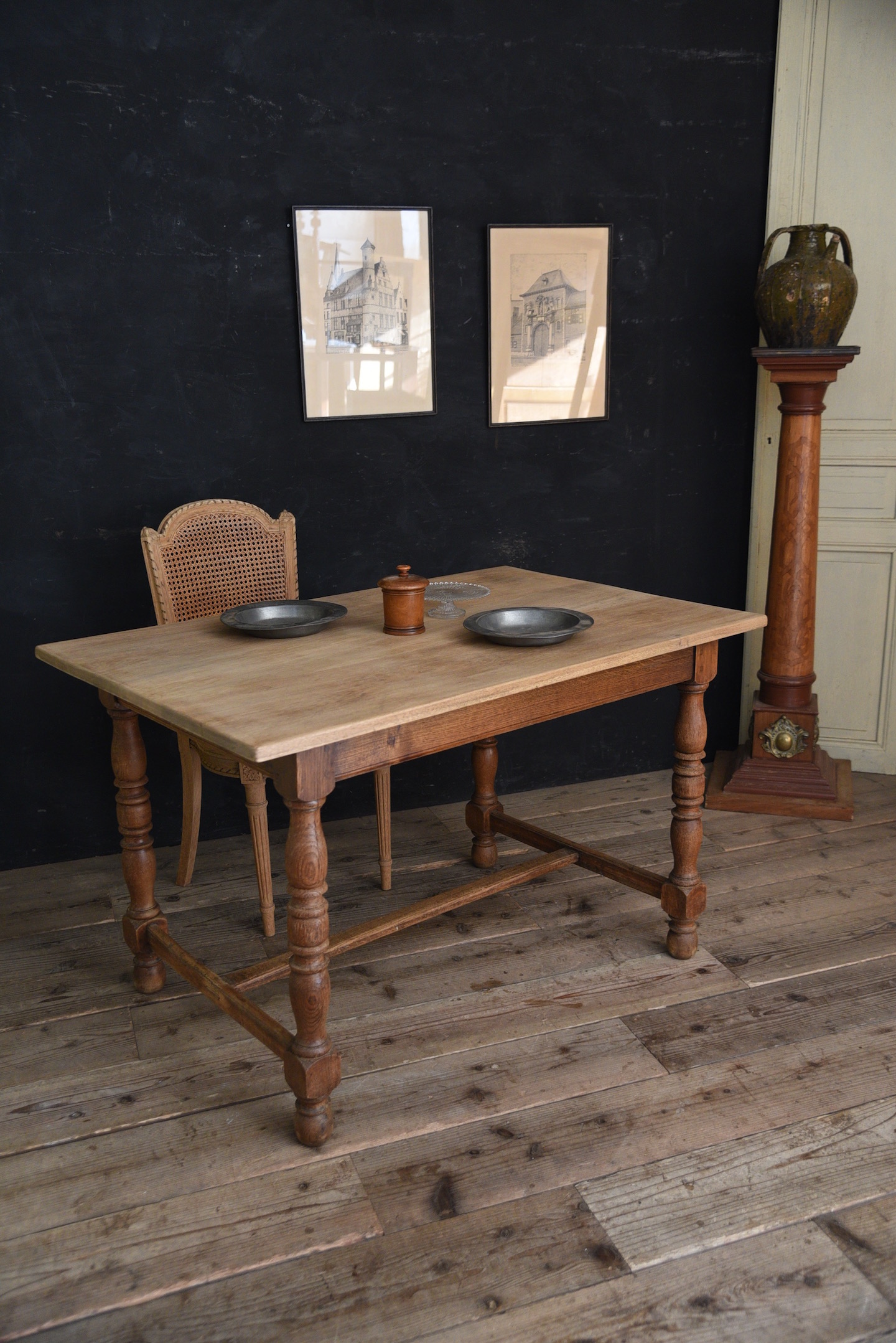 アンティーク　ダイニング　テーブル　フレンチ　オーク材　デスク