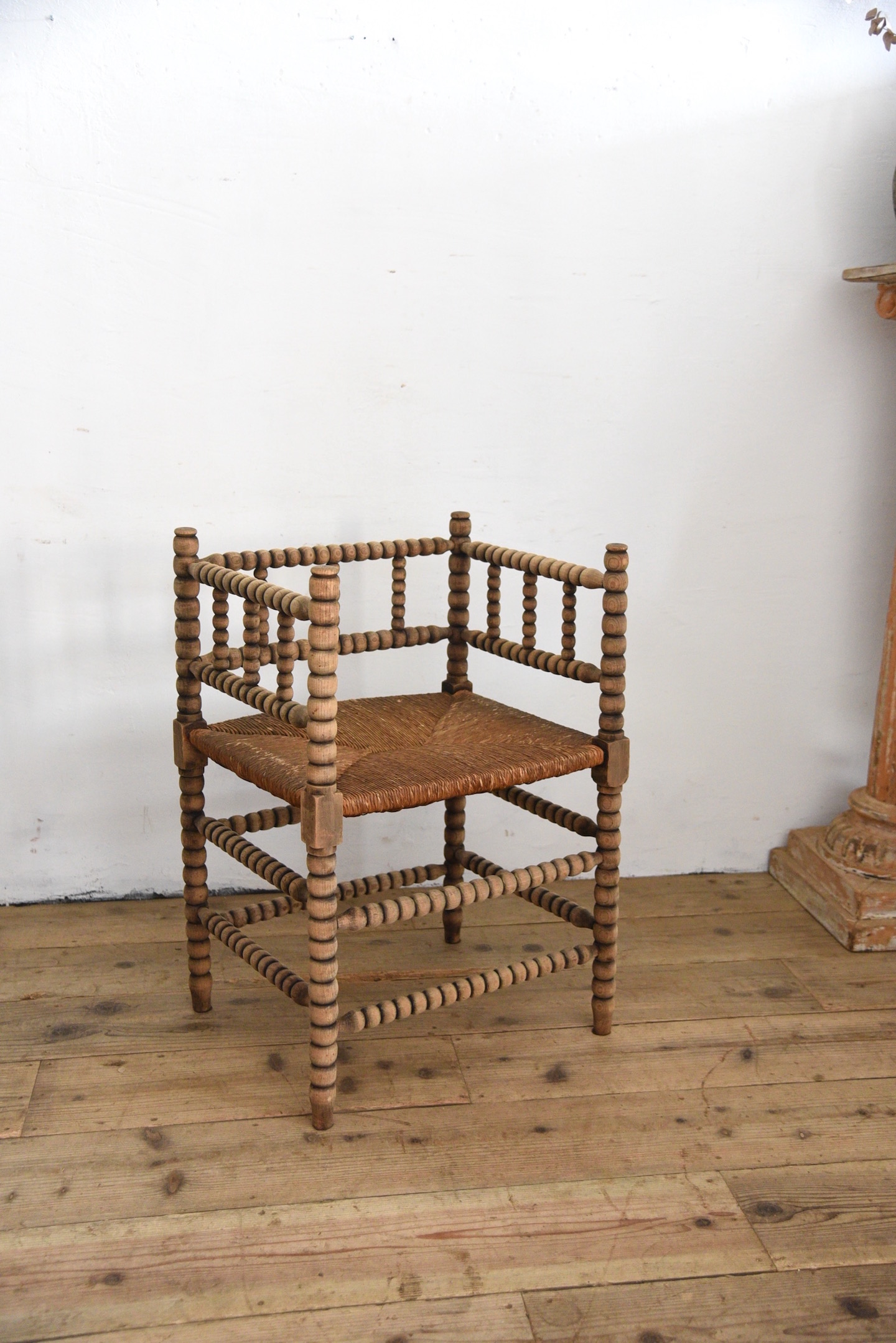 アンティーク　アームチェア　コーナーチェア　剥離　フレンチ