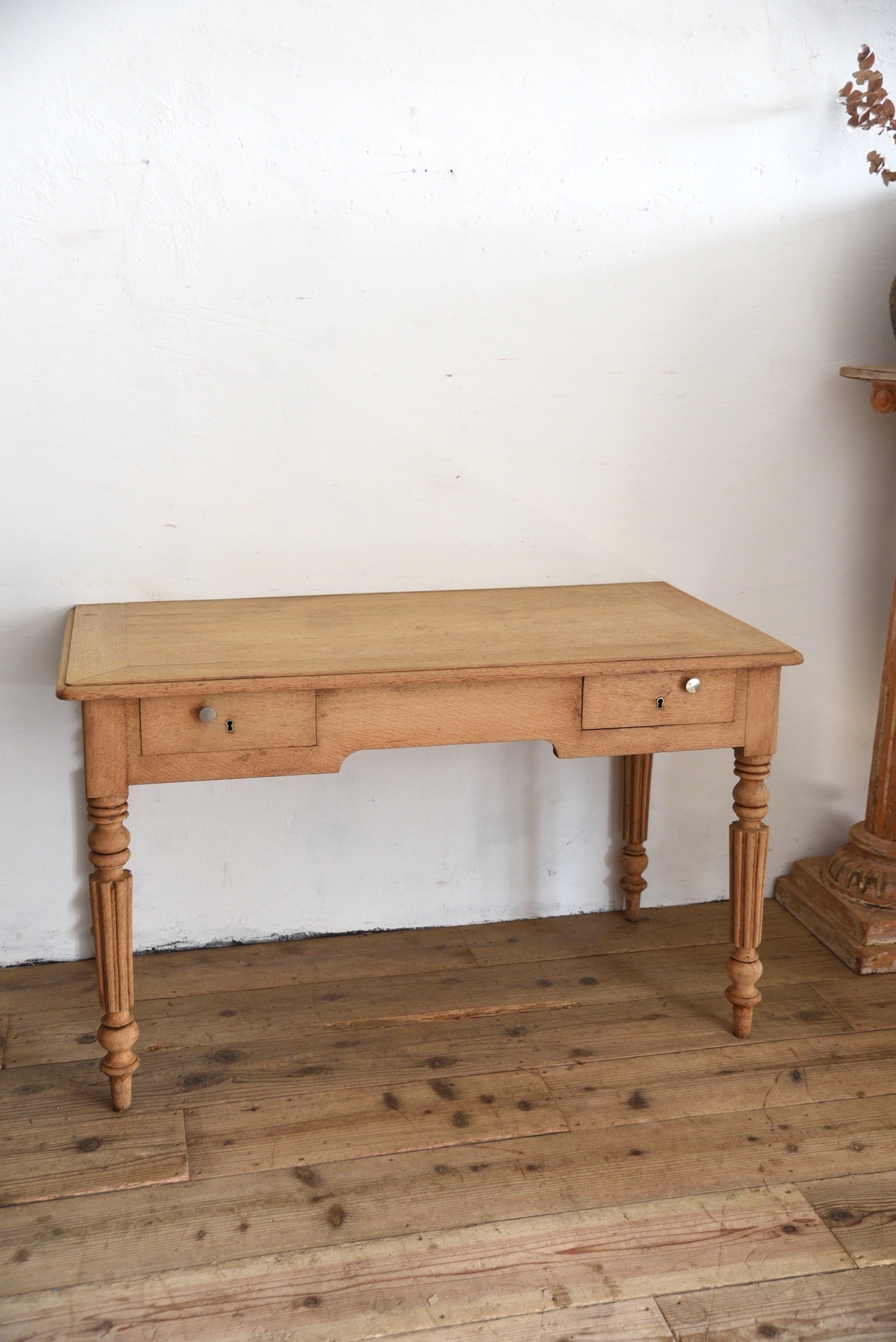 アンティーク　ドロワーデスク　テーブル　剥離　ダイニング　フレンチ