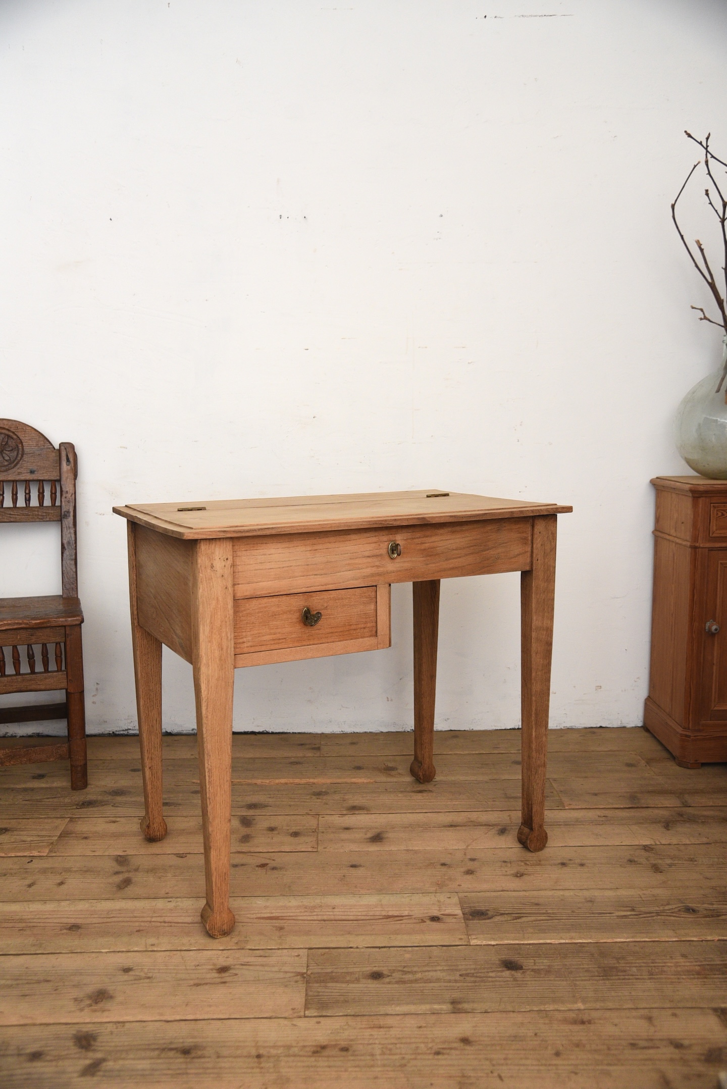 アンティーク　剥離　フレンチ　デスク　勉強机　テーブル