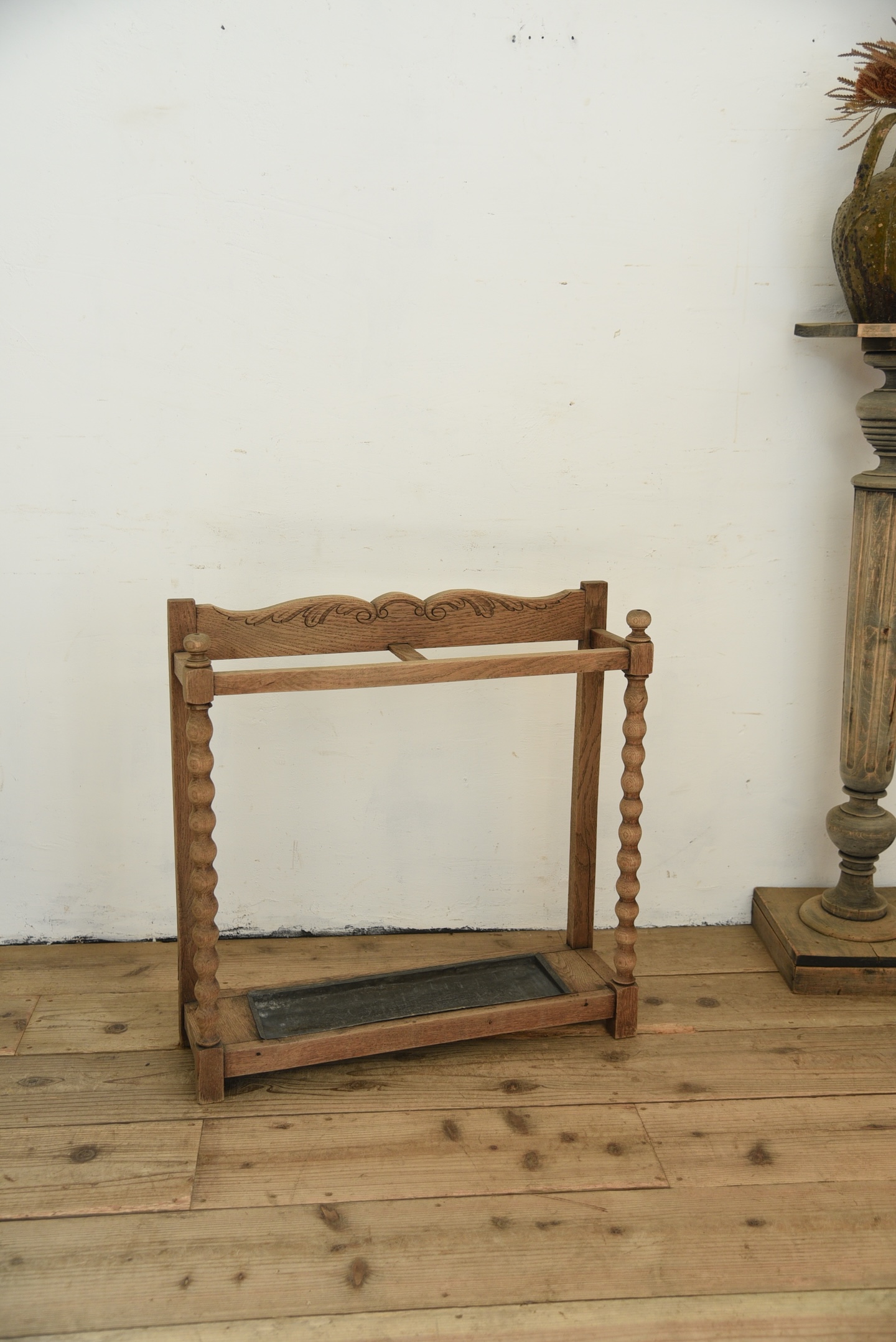 アンティーク　アンブレラスタンド　傘立て　剥離　フレンチ